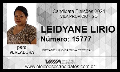 Candidato LEIDYANE LIRIO 2024 - VILA PROPÍCIO - Eleições