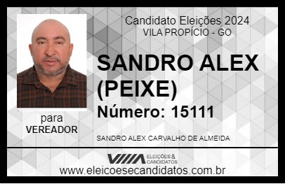 Candidato SANDRO ALEX (PEIXE) 2024 - VILA PROPÍCIO - Eleições