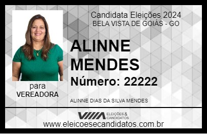 Candidato ALINNE MENDES 2024 - BELA VISTA DE GOIÁS - Eleições