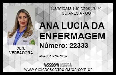 Candidato ANA LUCIA DA ENFERMAGEM 2024 - GOIANÉSIA - Eleições