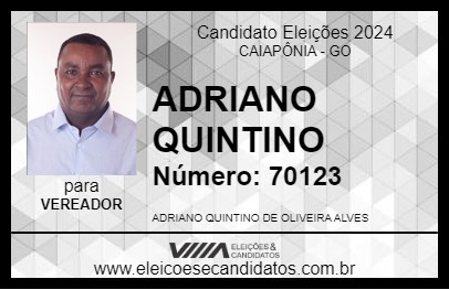 Candidato ADRIANO QUINTINO 2024 - CAIAPÔNIA - Eleições