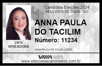 Candidato ANNA PAULA DO TACILIM 2024 - BELA VISTA DE GOIÁS - Eleições