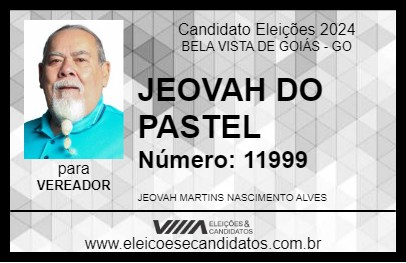 Candidato JEOVAH DO PASTEL 2024 - BELA VISTA DE GOIÁS - Eleições