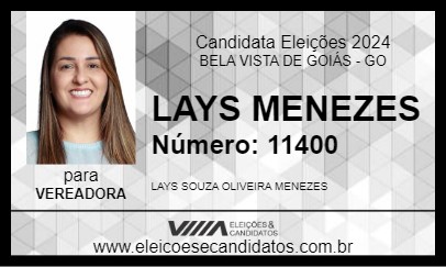 Candidato LAYS MENEZES 2024 - BELA VISTA DE GOIÁS - Eleições