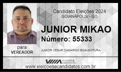 Candidato JUNIOR MIKAO 2024 - GOIANÁPOLIS - Eleições