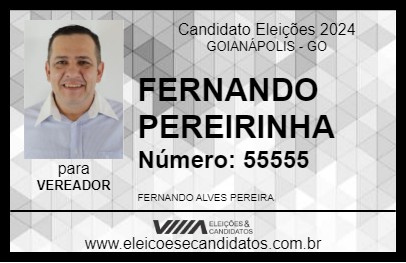 Candidato FERNANDO PEREIRINHA 2024 - GOIANÁPOLIS - Eleições