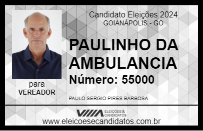 Candidato PAULINHO DA AMBULANCIA 2024 - GOIANÁPOLIS - Eleições