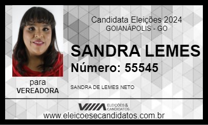 Candidato SANDRA LEMES 2024 - GOIANÁPOLIS - Eleições