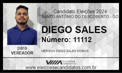 Candidato DIEGO SALES 2024 - SANTO ANTÔNIO DO DESCOBERTO - Eleições