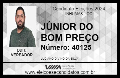 Candidato JÚNIOR DO BOM PREÇO 2024 - INHUMAS - Eleições