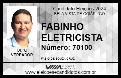 Candidato FABINHO ELETRICISTA 2024 - BELA VISTA DE GOIÁS - Eleições