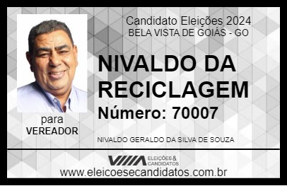 Candidato NIVALDO DA RECICLAGEM 2024 - BELA VISTA DE GOIÁS - Eleições