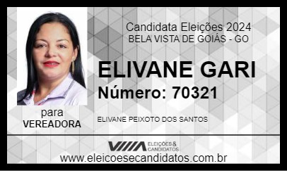 Candidato ELIVANE GARI 2024 - BELA VISTA DE GOIÁS - Eleições