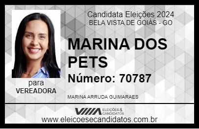 Candidato MARINA DOS PETS 2024 - BELA VISTA DE GOIÁS - Eleições