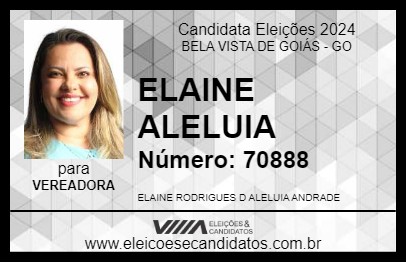 Candidato ELAINE ALELUIA 2024 - BELA VISTA DE GOIÁS - Eleições