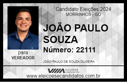 Candidato JOÃO PAULO SOUZA 2024 - MORRINHOS - Eleições