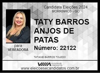 Candidato TATY BARROS ANJOS DE PATAS 2024 - MORRINHOS - Eleições