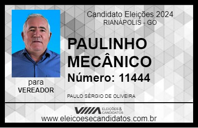 Candidato PAULINHO MECÂNICO 2024 - RIANÁPOLIS - Eleições