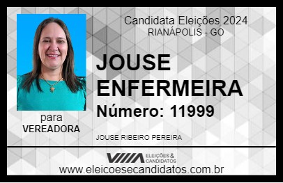 Candidato JOUSE ENFERMEIRA 2024 - RIANÁPOLIS - Eleições