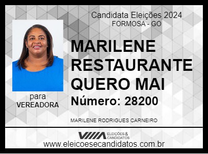 Candidato MARILENE RESTAURANTE QUERO MAI 2024 - FORMOSA - Eleições