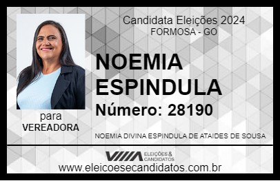 Candidato NOEMIA ESPINDULA 2024 - FORMOSA - Eleições