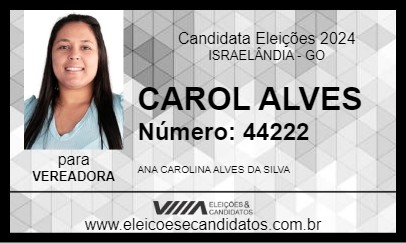 Candidato CAROL ALVES 2024 - ISRAELÂNDIA - Eleições