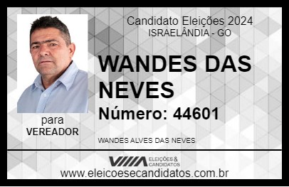 Candidato WANDES DAS NEVES 2024 - ISRAELÂNDIA - Eleições