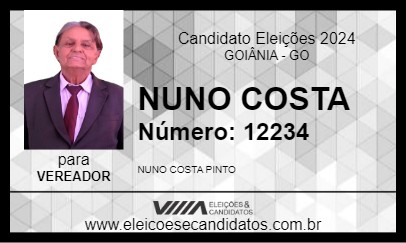 Candidato NUNO COSTA 2024 - GOIÂNIA - Eleições