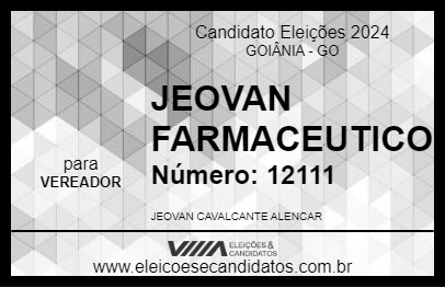 Candidato JEOVAN FARMACEUTICO 2024 - GOIÂNIA - Eleições