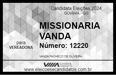 Candidato MISSIONARIA VANDA 2024 - GOIÂNIA - Eleições