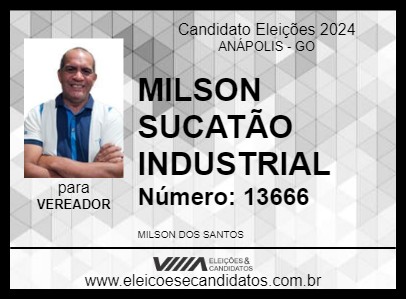 Candidato MILSÃO SUCATÃO INDUSTRIAL 2024 - ANÁPOLIS - Eleições