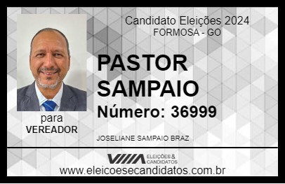 Candidato PASTOR SAMPAIO 2024 - FORMOSA - Eleições