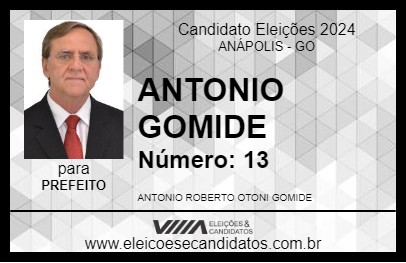 Candidato ANTONIO GOMIDE 2024 - ANÁPOLIS - Eleições