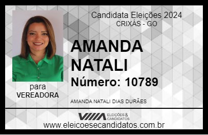 Candidato AMANDA NATALI 2024 - CRIXÁS - Eleições