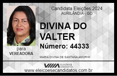 Candidato DIVINA DO VALTER 2024 - AURILÂNDIA - Eleições