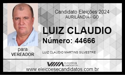 Candidato LUIZ CLAUDIO 2024 - AURILÂNDIA - Eleições