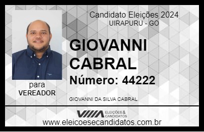 Candidato GIOVANNI CABRAL 2024 - UIRAPURU - Eleições