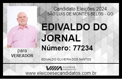 Candidato EDIVALDO DO JORNAL 2024 - SÃO LUÍS DE MONTES BELOS - Eleições