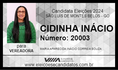 Candidato CIDINHA INÁCIO 2024 - SÃO LUÍS DE MONTES BELOS - Eleições