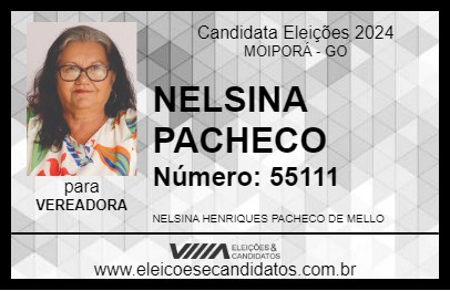 Candidato NELSINA PACHECO 2024 - MOIPORÁ - Eleições