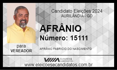 Candidato AFRÂNIO 2024 - AURILÂNDIA - Eleições