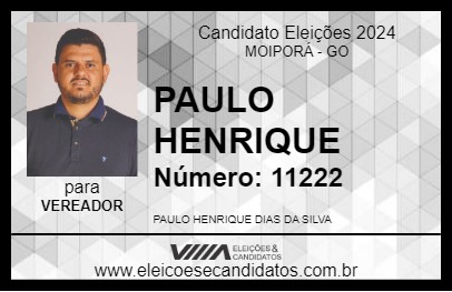 Candidato PAULO HENRIQUE 2024 - MOIPORÁ - Eleições