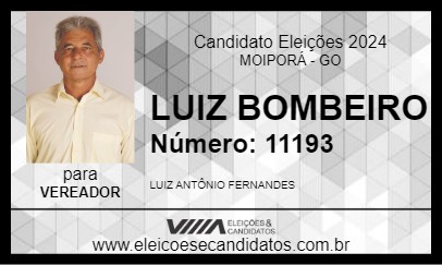 Candidato LUIZ BOMBEIRO 2024 - MOIPORÁ - Eleições