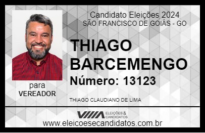 Candidato THIAGO BARCEMENGO 2024 - SÃO FRANCISCO DE GOIÁS - Eleições