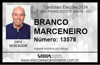 Candidato BRANCO MARCENEIRO 2024 - SÃO FRANCISCO DE GOIÁS - Eleições