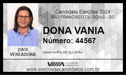 Candidato DONA VANIA 2024 - SÃO FRANCISCO DE GOIÁS - Eleições