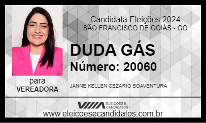 Candidato DUDA GÁS  2024 - SÃO FRANCISCO DE GOIÁS - Eleições