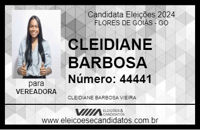 Candidato CLEIDIANE BARBOSA 2024 - FLORES DE GOIÁS - Eleições