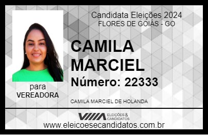 Candidato CAMILA MARCIEL 2024 - FLORES DE GOIÁS - Eleições