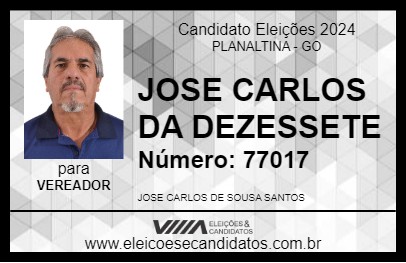 Candidato JOSE CARLOS DA DEZESSETE 2024 - PLANALTINA - Eleições